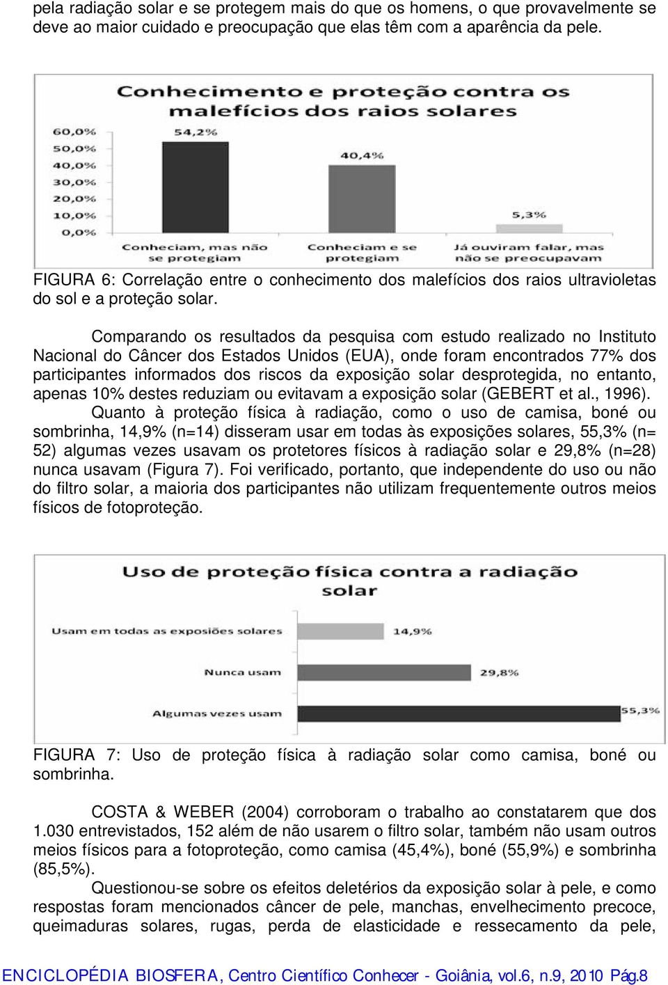 Comparando os resultados da pesquisa com estudo realizado no Instituto Nacional do Câncer dos Estados Unidos (EUA), onde foram encontrados 77% dos participantes informados dos riscos da exposição