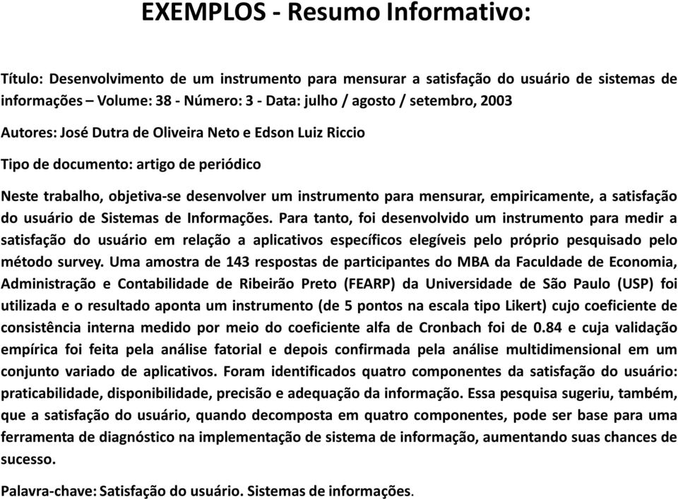 do usuário de Sistemas de Informações.