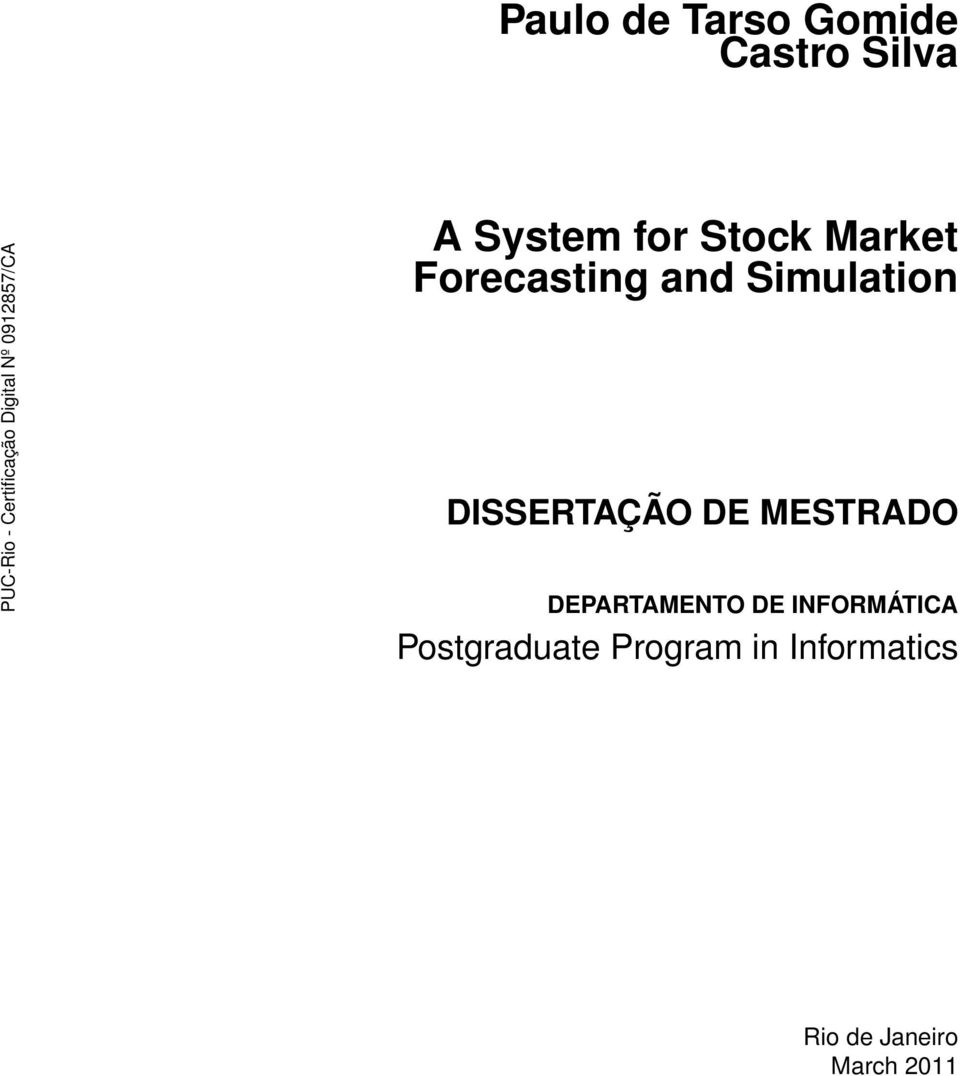 DISSERTAÇÃO DE MESTRADO DEPARTAMENTO DE