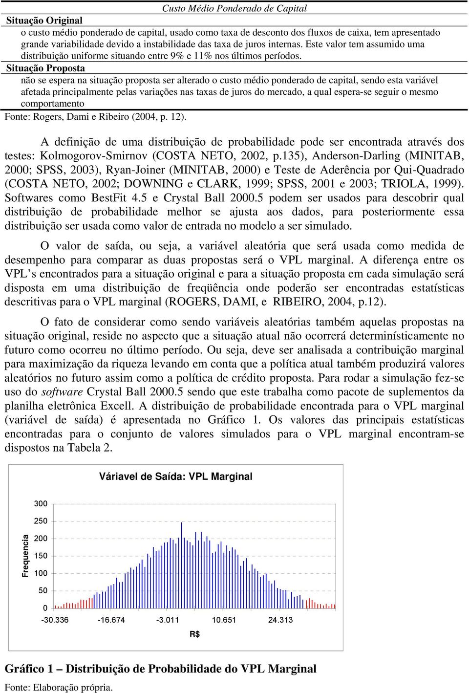 Situação Proposta não se espera na situação proposta ser alterado o custo médio ponderado de capital, sendo esta variável afetada principalmente pelas variações nas taxas de juros do mercado, a qual