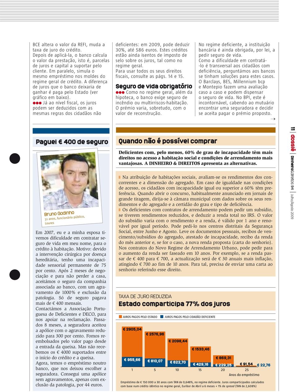 Já ao nível fiscal, os juros podem ser deduzidos com as mesmas regras dos cidadãos não deficientes: em 2009, pode deduzir 30%, até 586 euros.