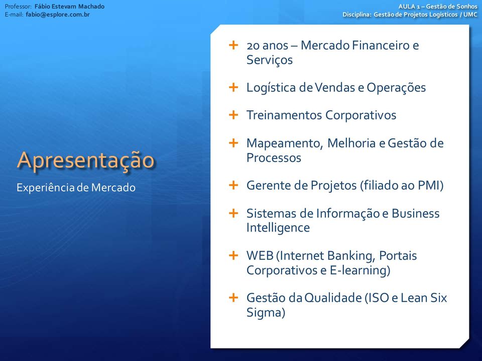 Processos Gerente de Projetos (filiado ao PMI) Sistemas de Informação e Business