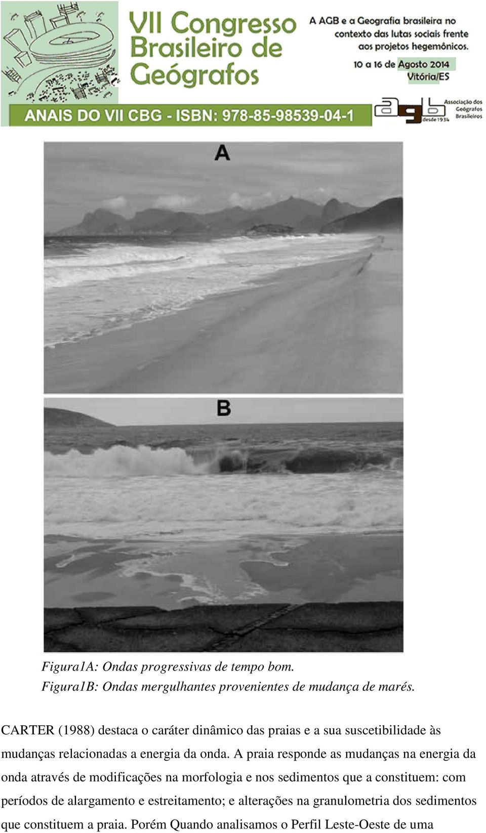 A praia responde as mudanças na energia da onda através de modificações na morfologia e nos sedimentos que a constituem: com