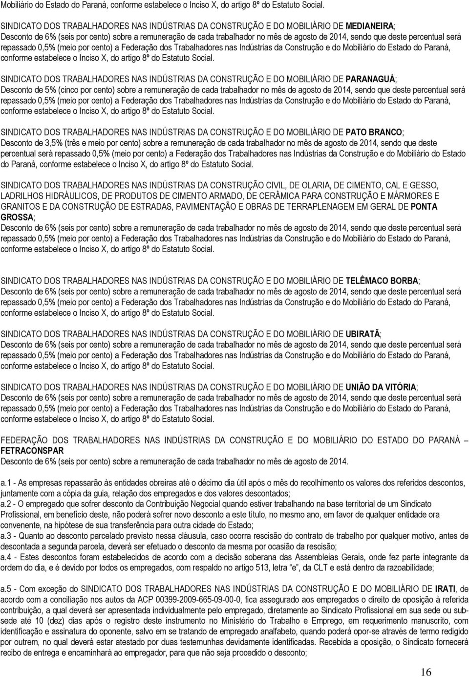 deste percentual será repassado 0,5% (meio por cento) a Federação dos Trabalhadores nas Indústrias da Construção e do  SINDICATO DOS TRABALHADORES NAS INDÚSTRIAS DA CONSTRUÇÃO E DO MOBILIÁRIO DE