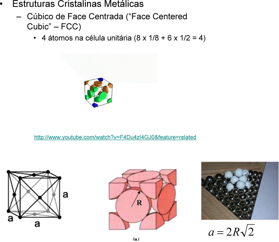 célula unitária (8 x 1/8 + 6 x 1/2 = 4) http://www.