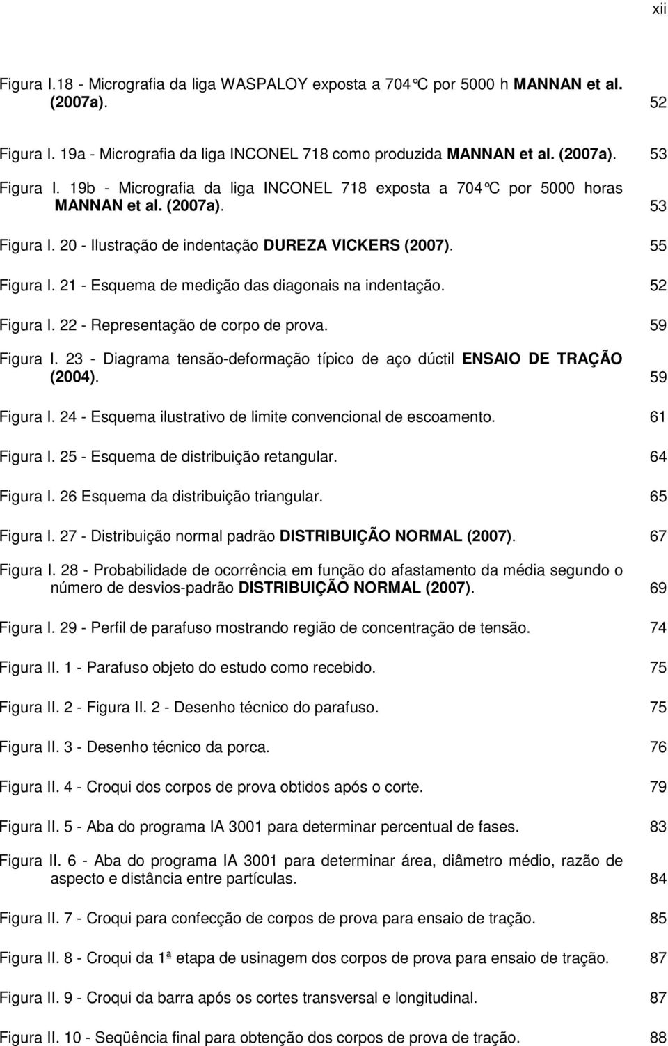 21 - Esquema de medição das diagonais na indentação. 52 Figura I. 22 - Representação de corpo de prova. 59 Figura I. 23 - Diagrama tensão-deformação típico de aço dúctil ENSAIO DE TRAÇÃO (2004).