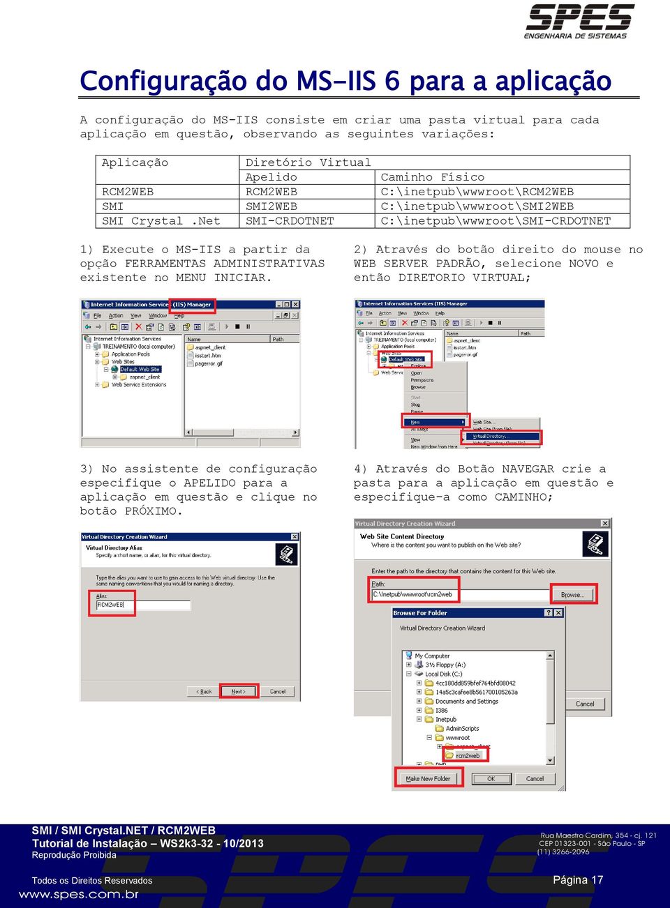 Net SMI-CRDOTNET C:\inetpub\wwwroot\SMI-CRDOTNET 1) Execute o MS-IIS a partir da opção FERRAMENTAS ADMINISTRATIVAS existente no MENU INICIAR.