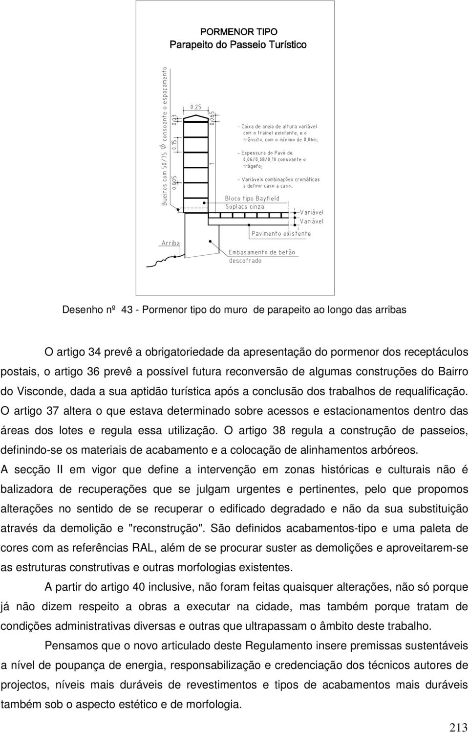 O artigo 37 altera o que estava determinado sobre acessos e estacionamentos dentro das áreas dos lotes e regula essa utilização.