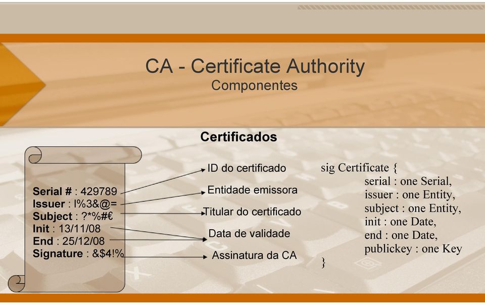 % ID do certificado Entidade emissora Titular do certificado Data de validade