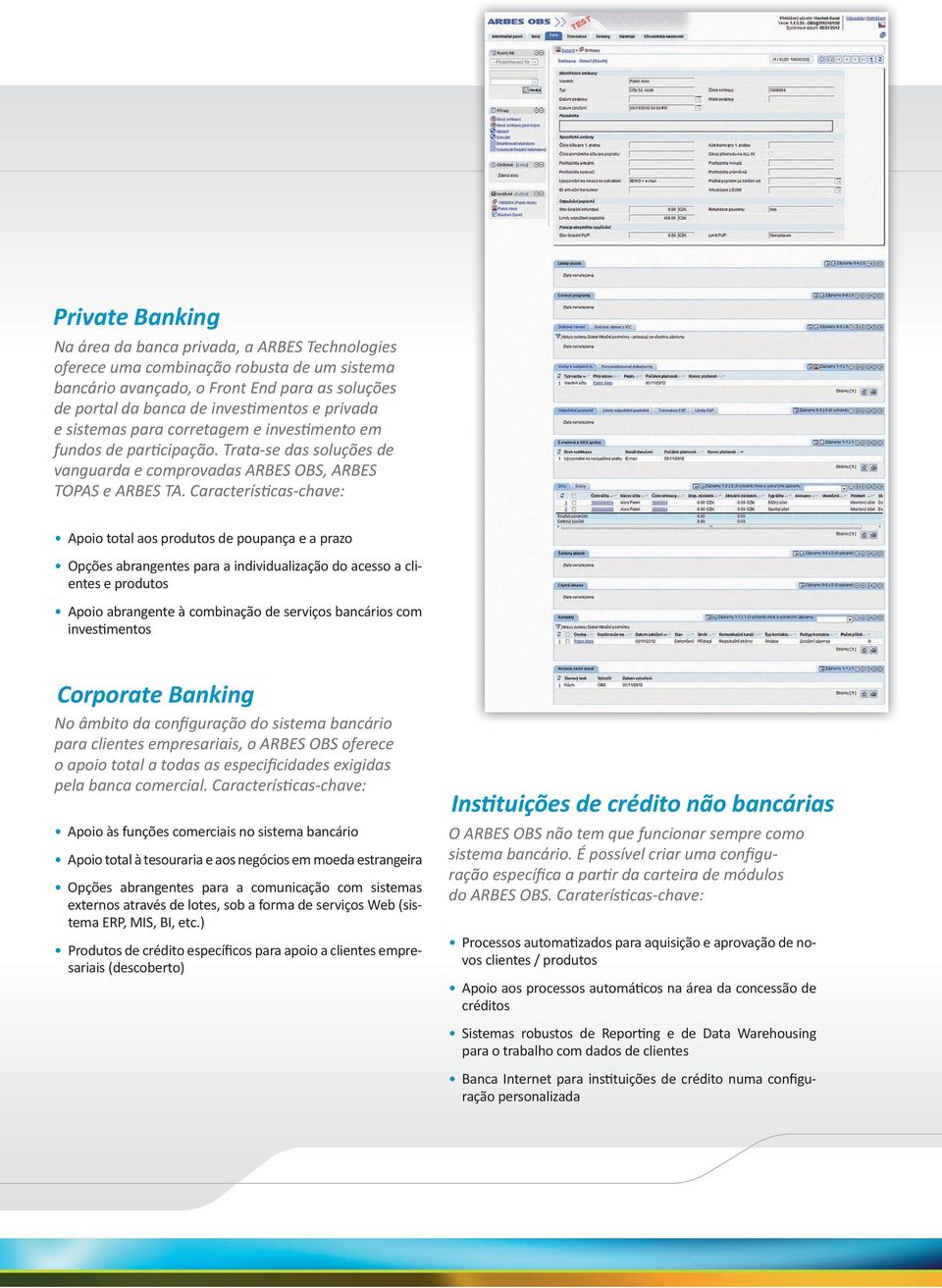 Características-chave: Apoio total aos produtos de poupança e a prazo Opções abrangentes para a individualização do acesso a clientes e produtos Apoio abrangente à combinação de serviços bancários