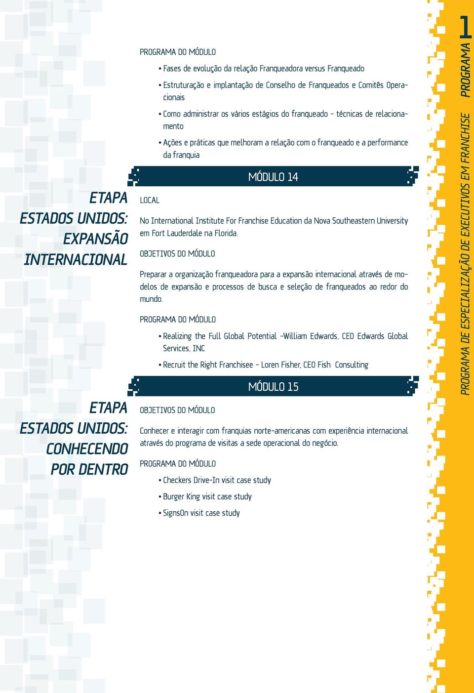 EXPANSÃO INTERNACIONAL Local No International Institute For Franchise Education da Nova Southeastern University em Fort Lauderdale na Florida.