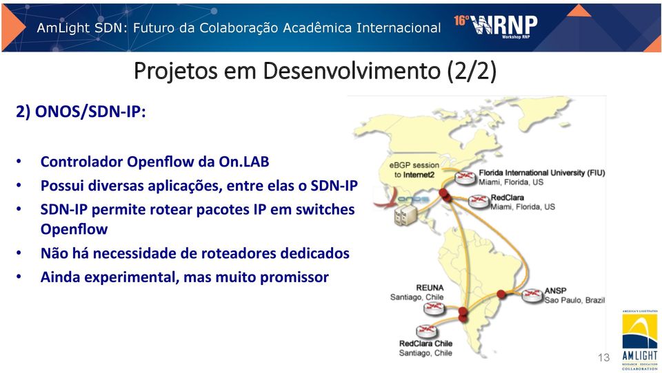 LAB Possui diversas aplicações, entre elas o SDN- IP SDN- IP