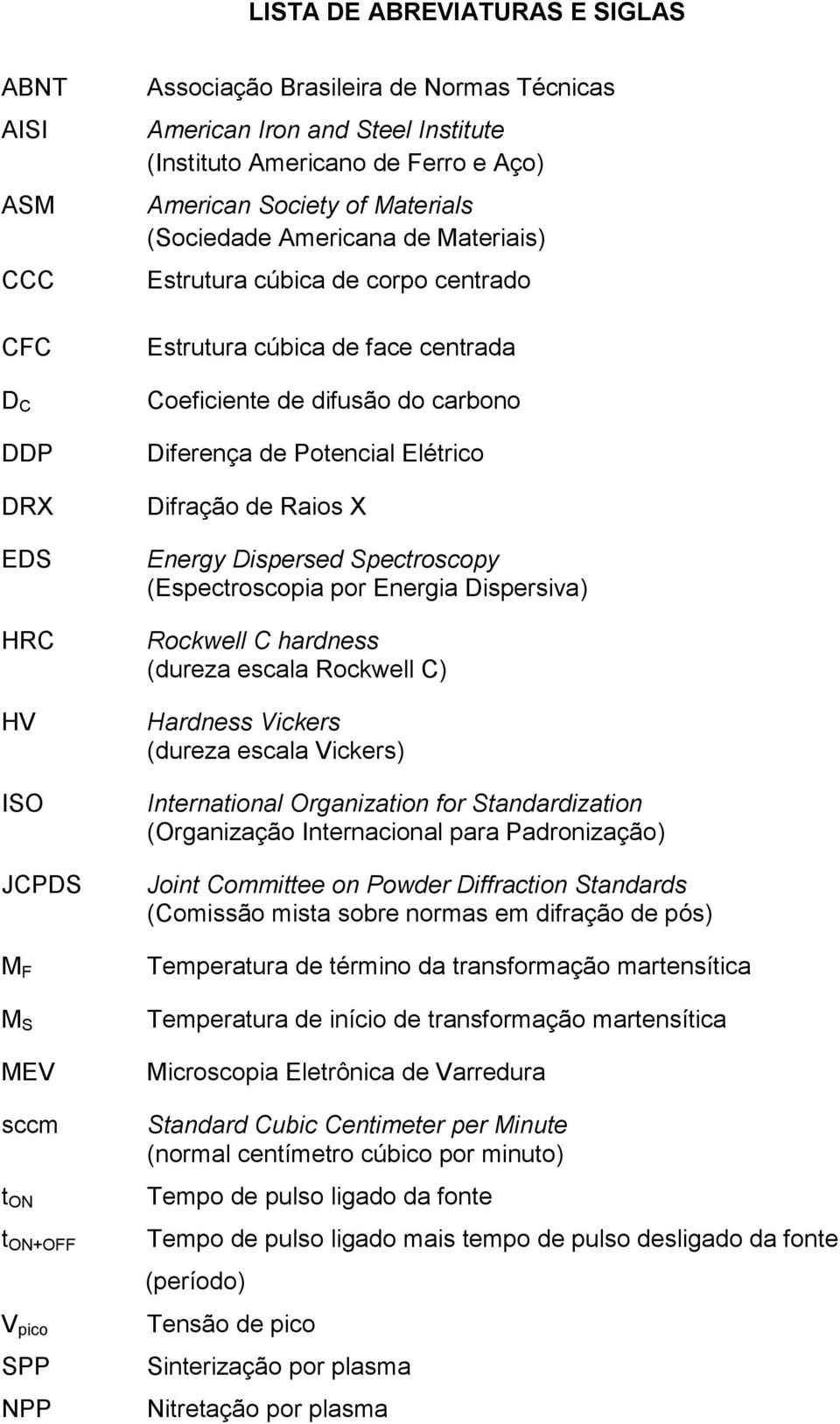 de difusão do carbono Diferença de Potencial Elétrico Difração de Raios X Energy Dispersed Spectroscopy (Espectroscopia por Energia Dispersiva) Rockwell C hardness (dureza escala Rockwell C) Hardness