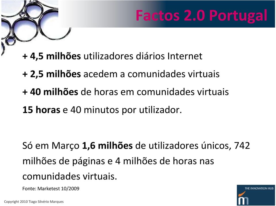 comunidades virtuais + 40 milhões de horas em comunidades virtuais 15 horas e 40