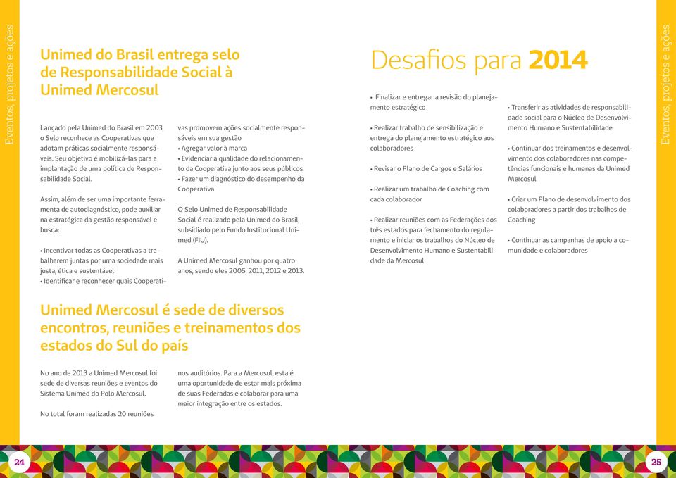 Transferir as atividades de responsabilidade social para o Núcleo de Desenvolvimento Humano e Sustentabilidade Realizar trabalho de sensibilização e entrega do planejamento estratégico aos