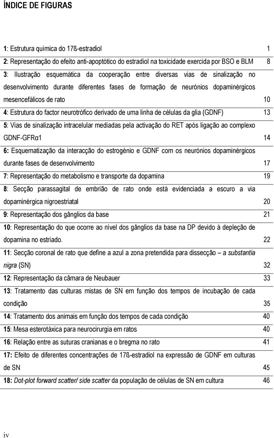 células da glia (GDNF) 13 5: Vias de sinalização intracelular mediadas pela activação do RET após ligação ao complexo GDNF-GFRα1 14 6: Esquematização da interacção do estrogénio e GDNF com os