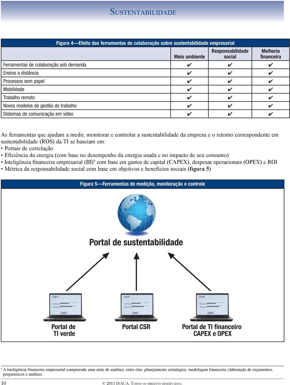 empresa e o retorno correspondente em sustentabilidade (ROS) da TI se baseiam em: Portais de correlação Eficiência da energia (com base no desempenho da energia usada e no impacto de seu consumo)