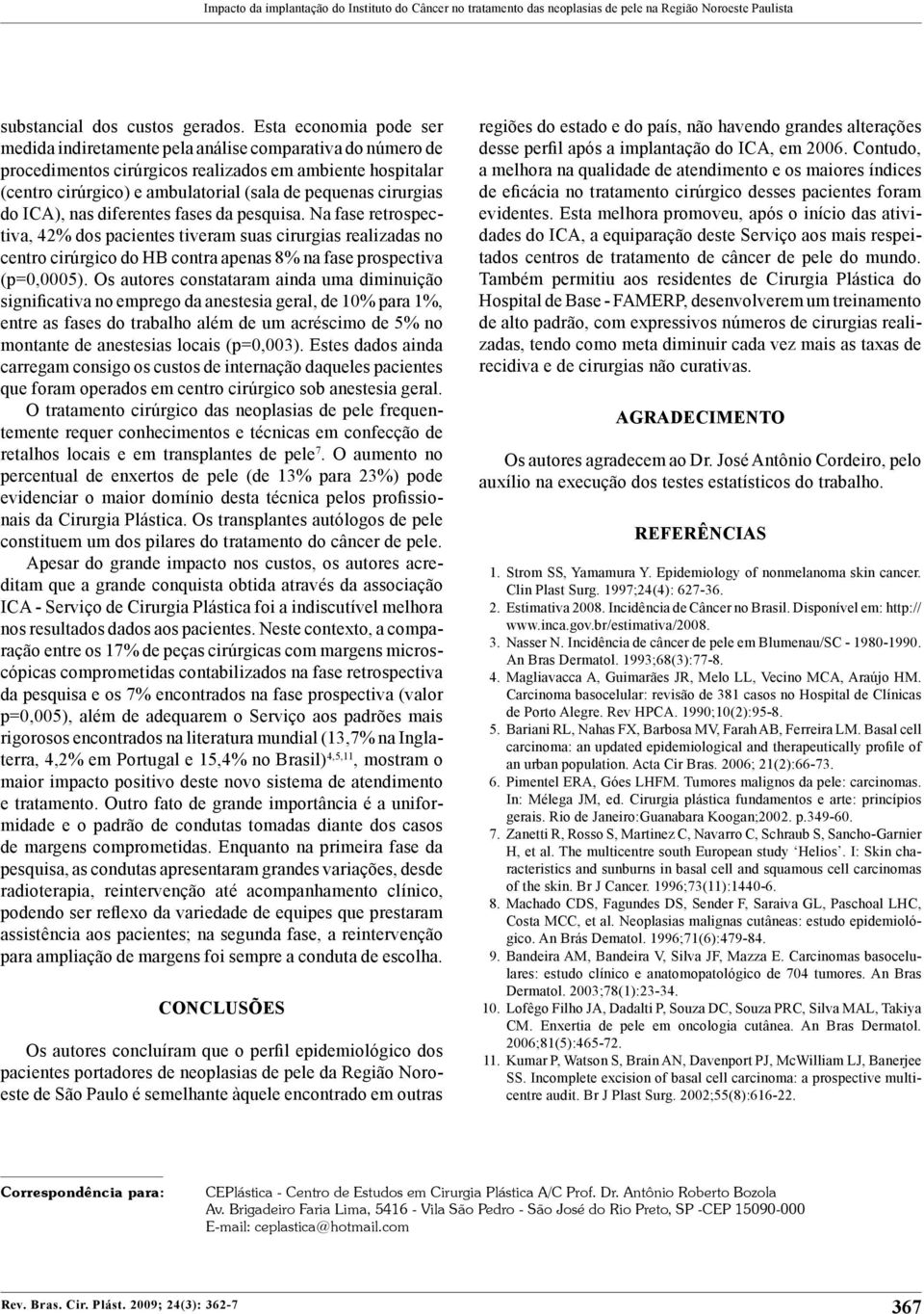 cirurgias do ICA), nas diferentes fases da pesquisa.