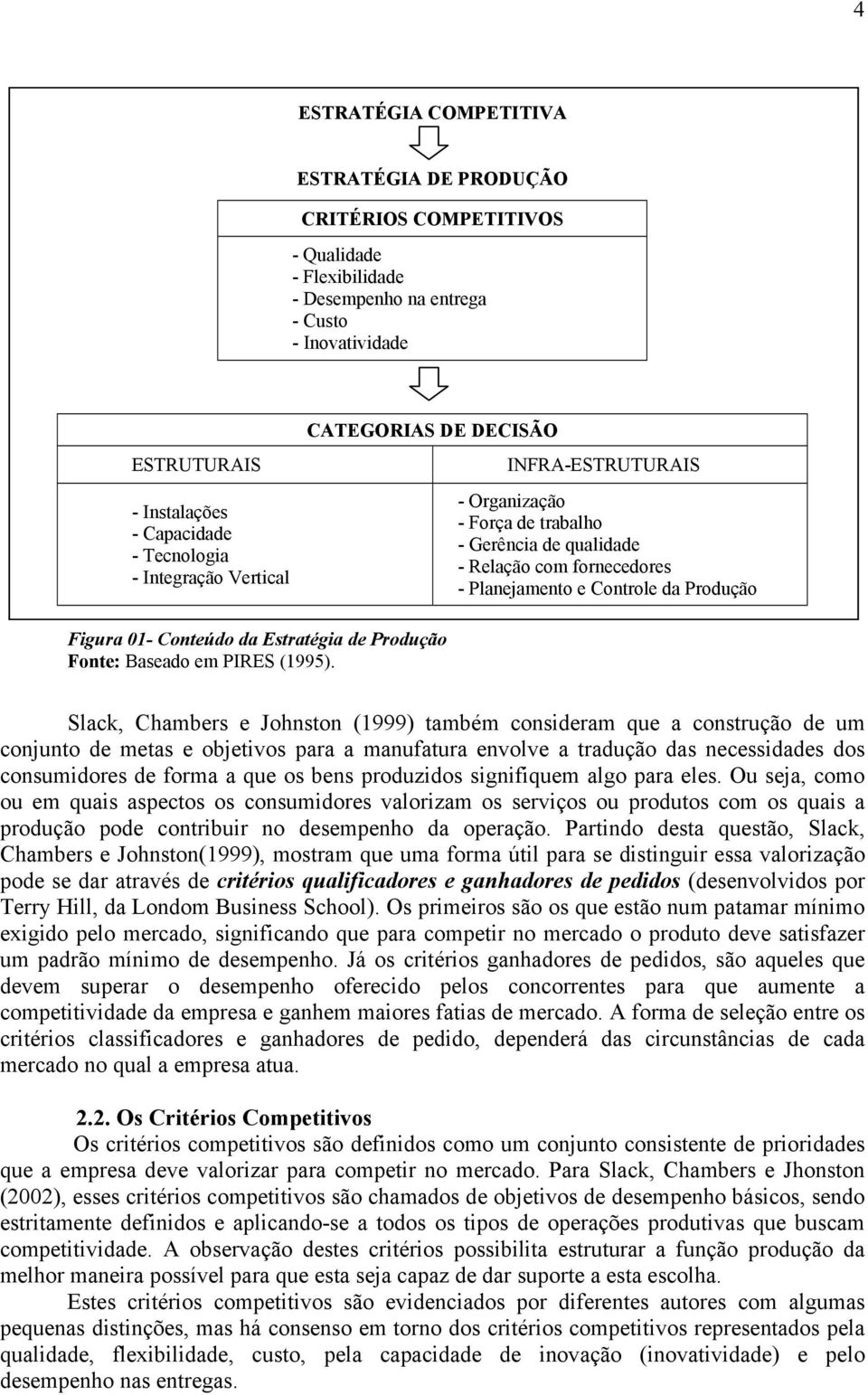 Conteúdo da Estratégia de Produção Fonte: Baseado em PIRES (1995).