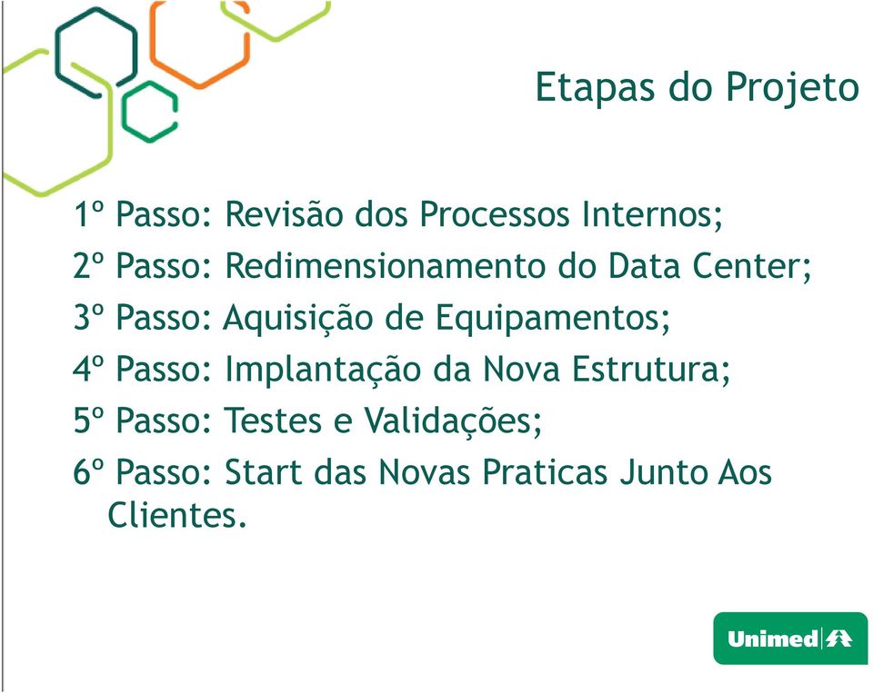 Equipamentos; 4º Passo: Implantação da Nova Estrutura; 5º Passo: