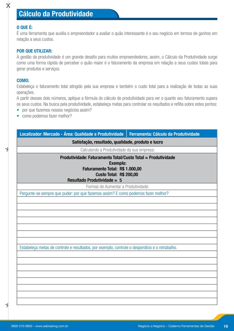 a seus custos totais para gerar produtos e serviços. Estabeleça o faturamento total atingido pela sua empresa e também o custo total para a realização de todas as suas operações.