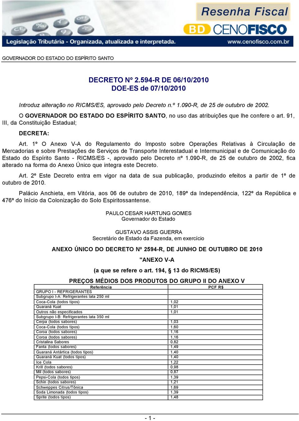 1º O Anexo V-A do Regulamento do Imposto sobre Operações Relativas à Circulação de Mercadorias e sobre Prestações de Serviços de Transporte Interestadual e Intermunicipal e de Comunicação do Estado