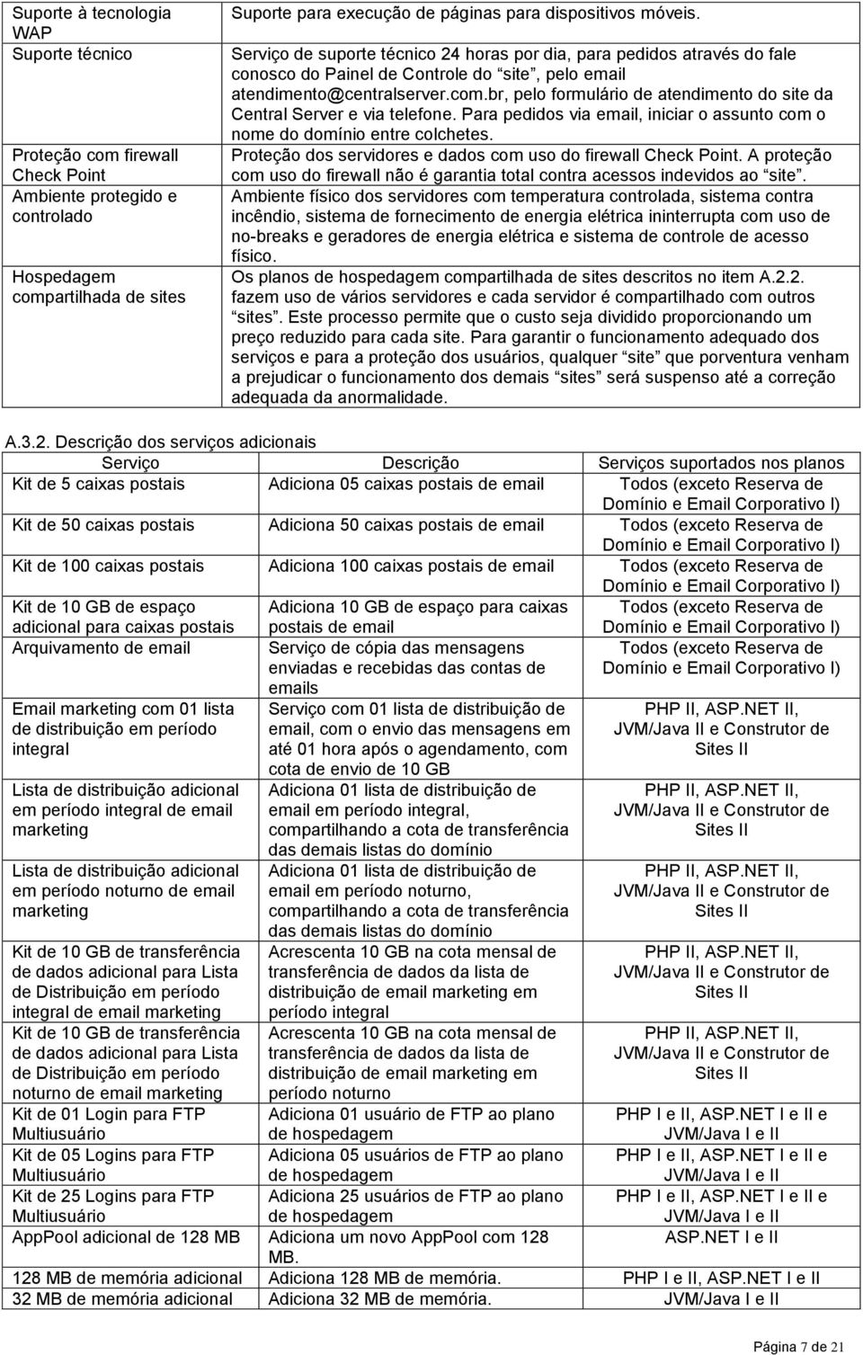 br, pelo formulário de atendimento do site da Central Server e via telefone. Para pedidos via email, iniciar o assunto com o nome do domínio entre colchetes.