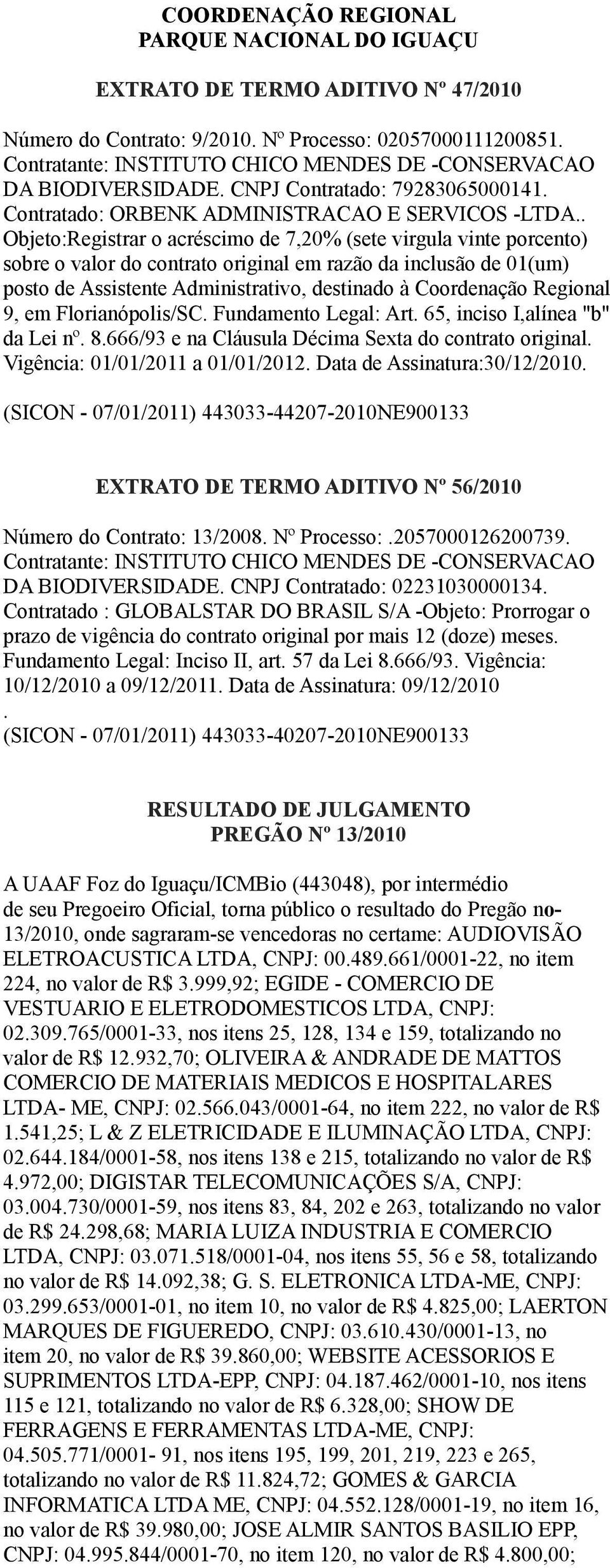 . Objeto:Registrar o acréscimo de 7,20% (sete virgula vinte porcento) sobre o valor do contrato original em razão da inclusão de 01(um) posto de Assistente Administrativo, destinado à Coordenação