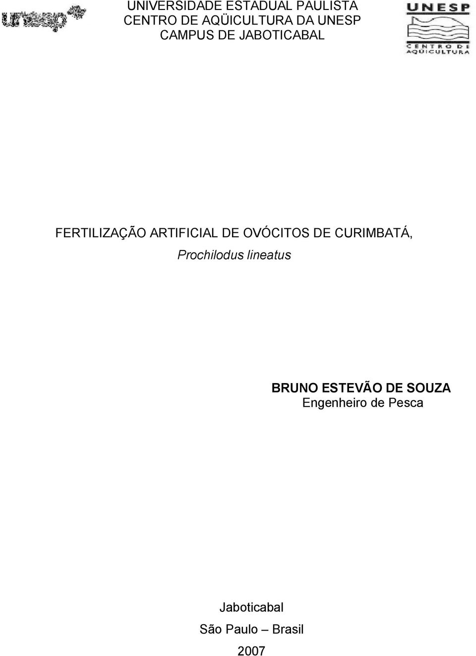 OVÓCITOS DE CURIMBATÁ, Prochilodus lineatus BRUNO ESTEVÃO