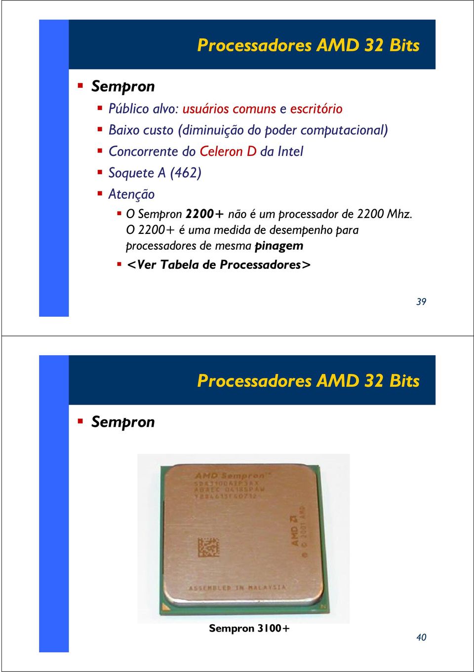 Sempron 2200+ não é um processador de 2200 Mhz.