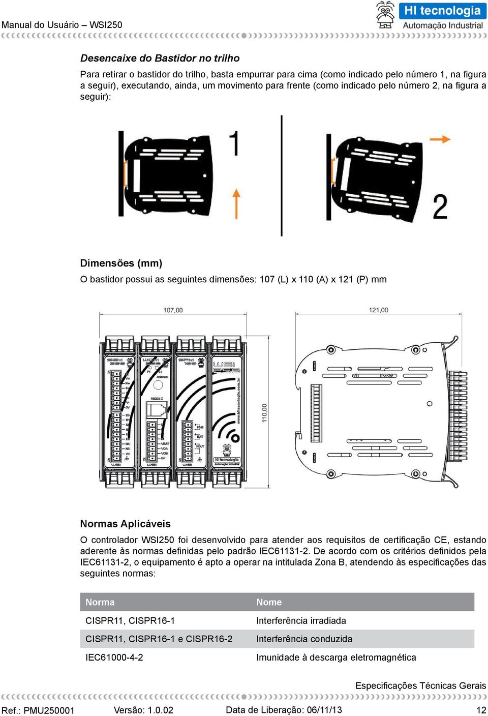 atender aos requisitos de certifi cação CE, estando aderente às normas defi nidas pelo padrão IEC61131-2.