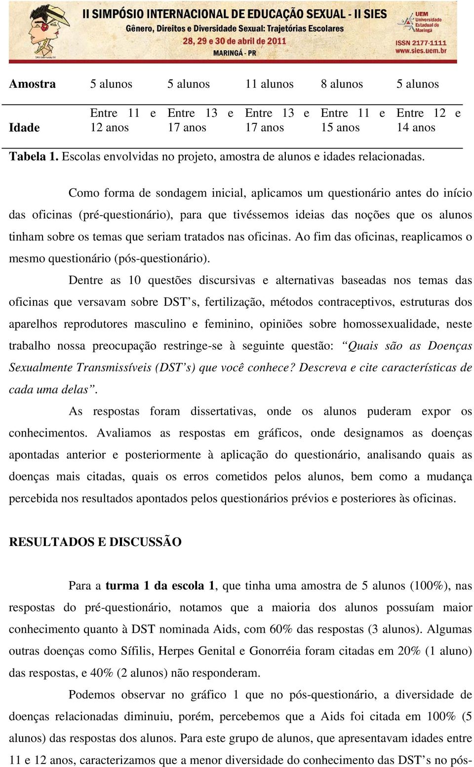 Como forma de sondagem inicial, aplicamos um questionário antes do início das oficinas (pré-questionário), para que tivéssemos ideias das noções que os alunos tinham sobre os temas que seriam