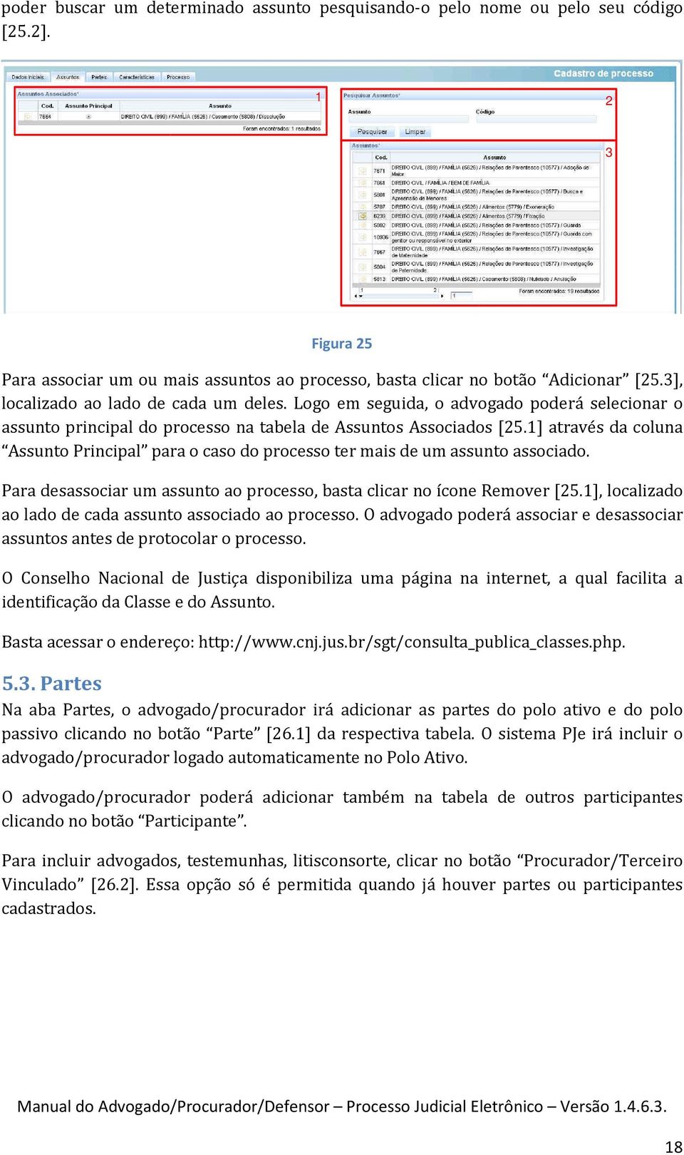 1] através da coluna Assunto Principal para o caso do processo ter mais de um assunto associado. Para desassociar um assunto ao processo, basta clicar no ícone Remover [25.