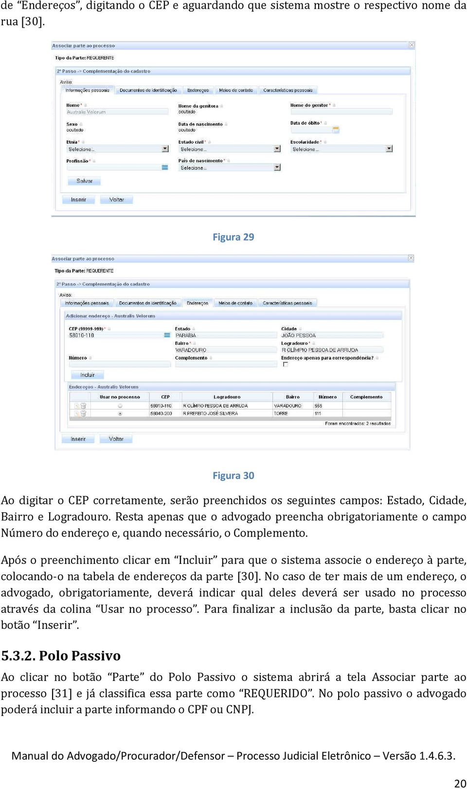 Resta apenas que o advogado preencha obrigatoriamente o campo Número do endereço e, quando necessário, o Complemento.