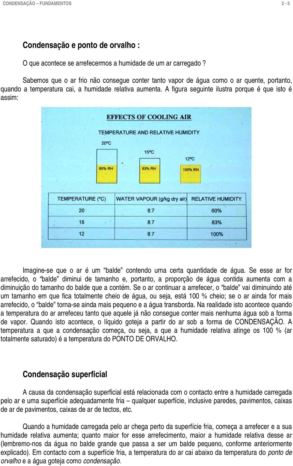 A figura seguinte ilustra porque é que isto é assim: Imagine-se que o ar é um balde contendo uma certa quantidade de água.