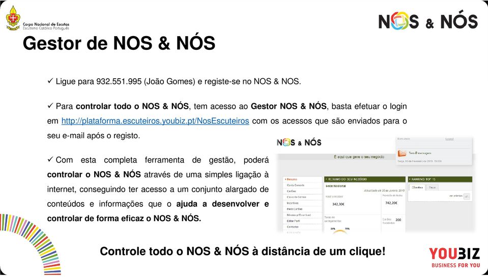 pt/nosescuteiros com os acessos que são enviados para o seu e-mail após o registo.