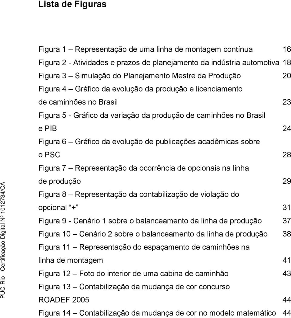 de publicações acadêmicas sobre o PSC 28 Figura 7 Representação da ocorrência de opcionais na linha de produção 29 Figura 8 Representação da contabilização de violação do opcional + 31 Figura 9 -