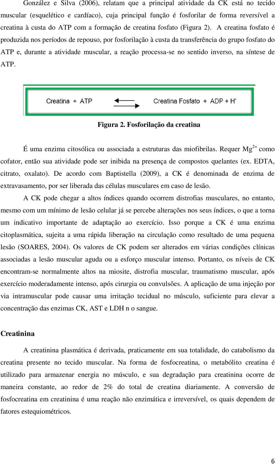 A creatina fosfato é produzida nos períodos de repouso, por fosforilação à custa da transferência do grupo fosfato do ATP e, durante a atividade muscular, a reação processa-se no sentido inverso, na