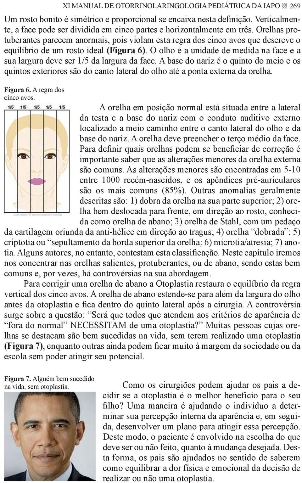 Orelhas protuberantes parecem anormais, pois violam esta regra dos cinco avos que descreve o equilíbrio de um rosto ideal (Figura 6).