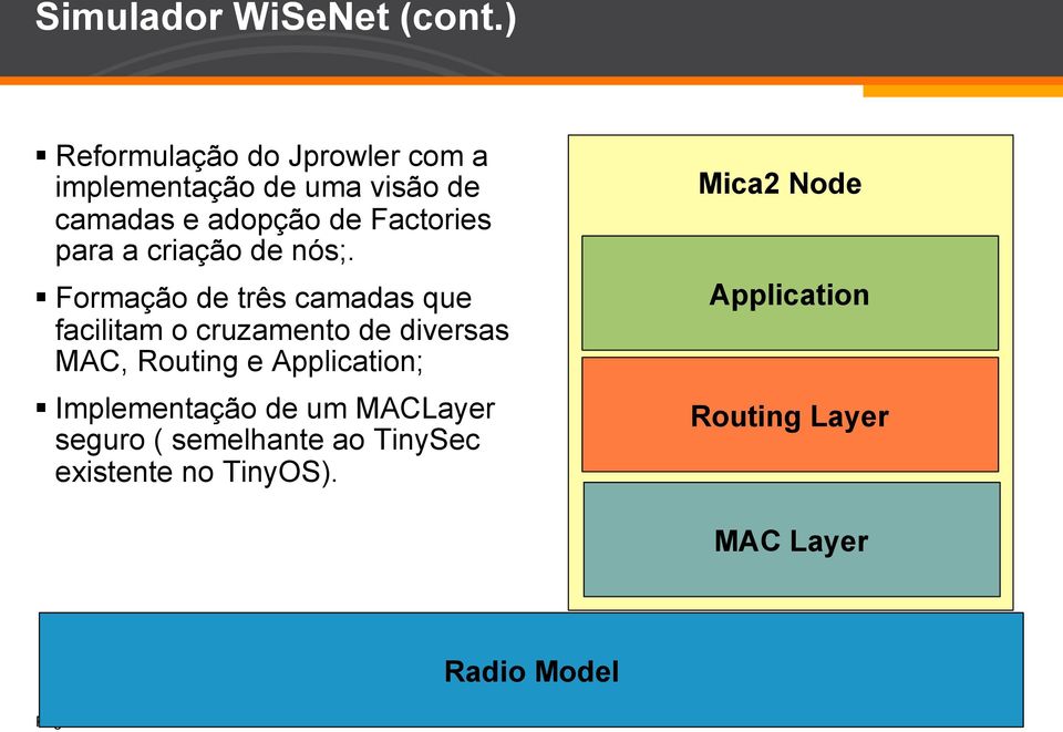 para a criação de nós;.