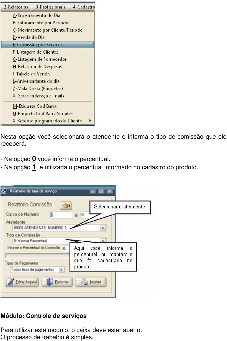 - Na opção 1, é utilizada o percentual informado no cadastro do produto.