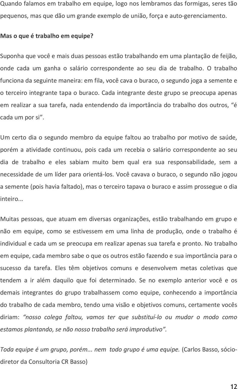 O trabalh funcina da seguinte maneira: em fila, vcê cava burac, segund jga a semente e terceir integrante tapa burac.