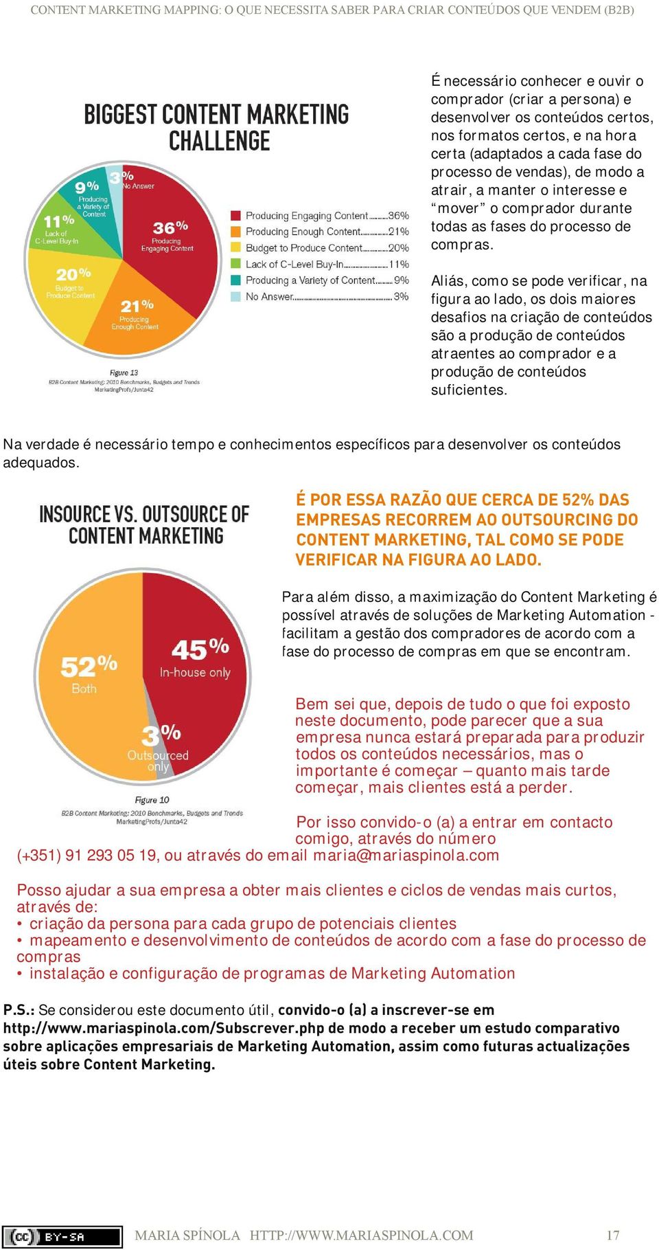 Aliás, como se pode verificar, na figura ao lado, os dois maiores desafios na criação de conteúdos são a produção de conteúdos atraentes ao comprador e a produção de conteúdos suficientes.