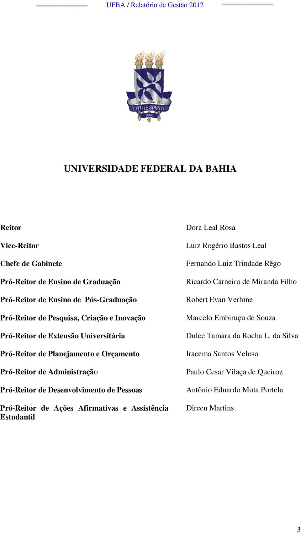 Pró-Reitor de Ações Afirmativas e Assistência Estudantil Dora Leal Rosa Luiz Rogério Bastos Leal Fernando Luiz Trindade Rêgo Ricardo Carneiro de Miranda Filho Robert