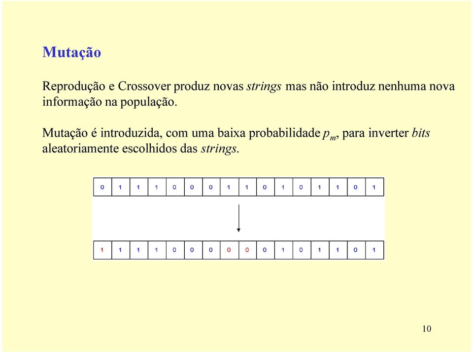 Mutação é introduzida, com uma baixa probabilidade p m,