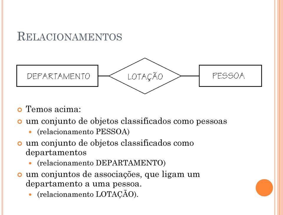 como departamentos (relacionamento DEPARTAMENTO) um conjuntos de