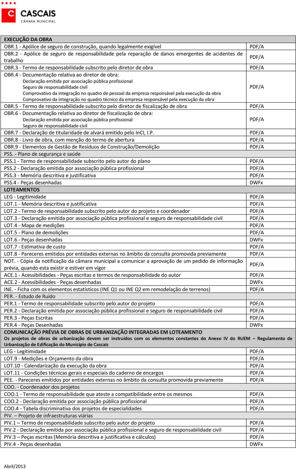 4 - Documentação relativa ao diretor de obra: Declaração emitida por associação pública profissional Seguro de responsabilidade civil Comprovativo da integração no quadro de pessoal da empresa