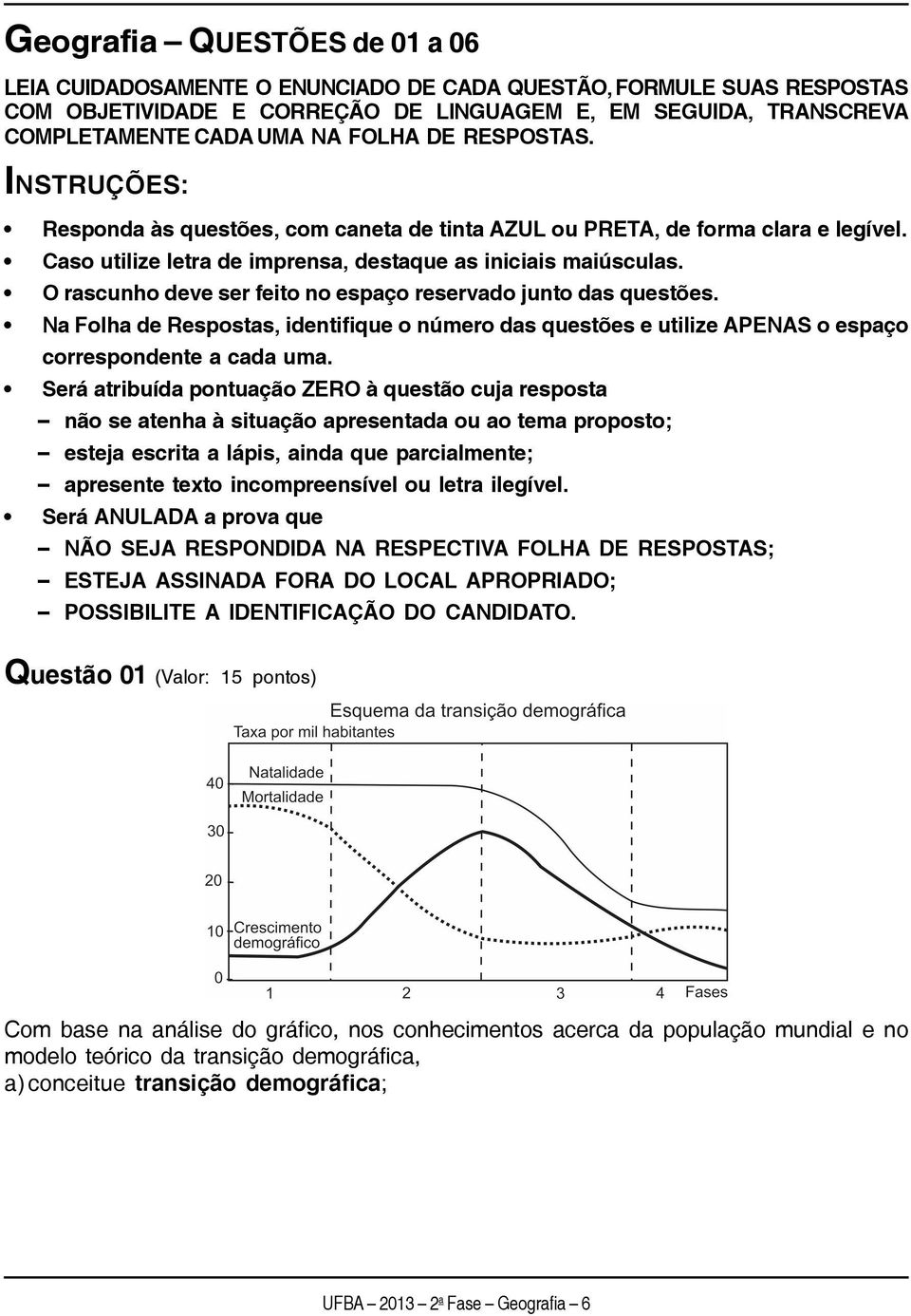 O rascunho deve ser feito no espaço reservado junto das questões. Na Folha de Respostas, identifique o número das questões e utilize APENAS o espaço correspondente a cada uma.