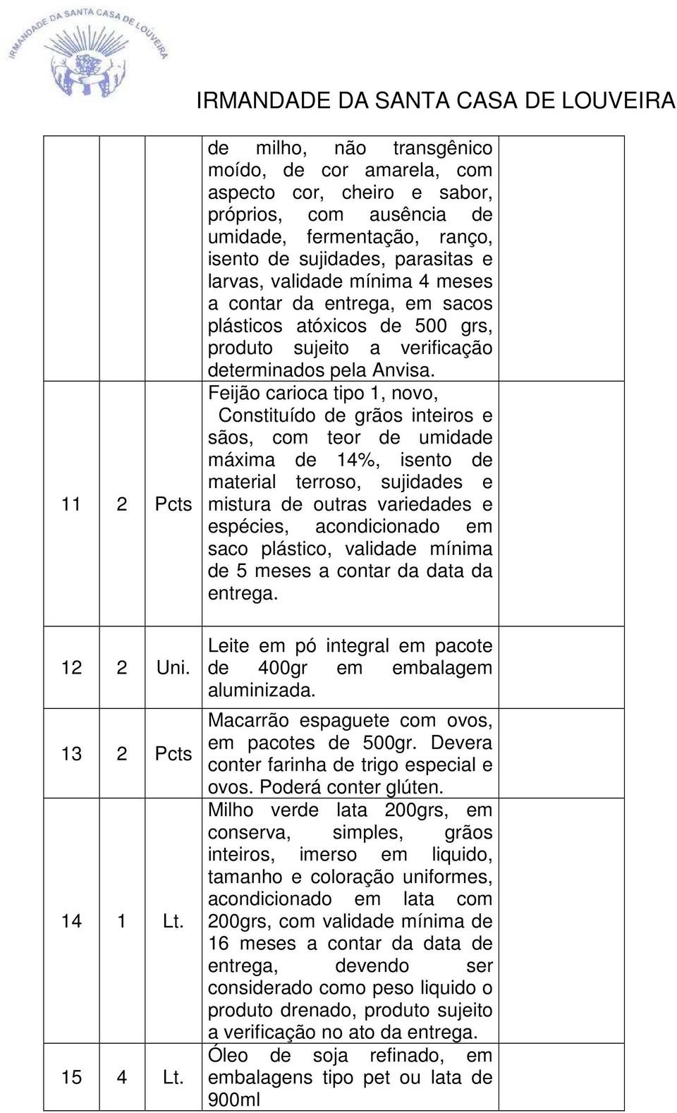 meses a contar da entrega, em sacos plásticos atóxicos de 500 grs, produto sujeito a verificação determinados pela Anvisa.