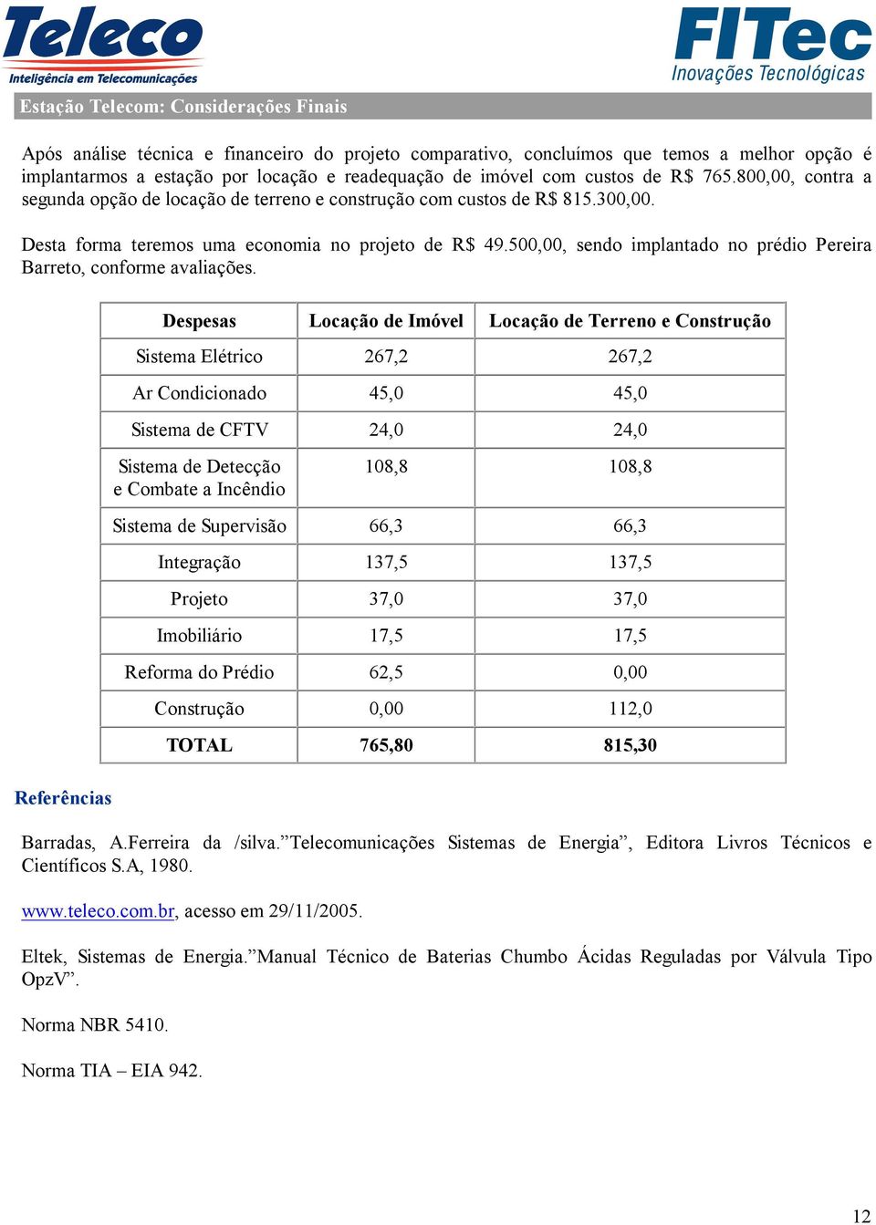 500,00, sendo implantado no prédio Pereira Barreto, conforme avaliações.